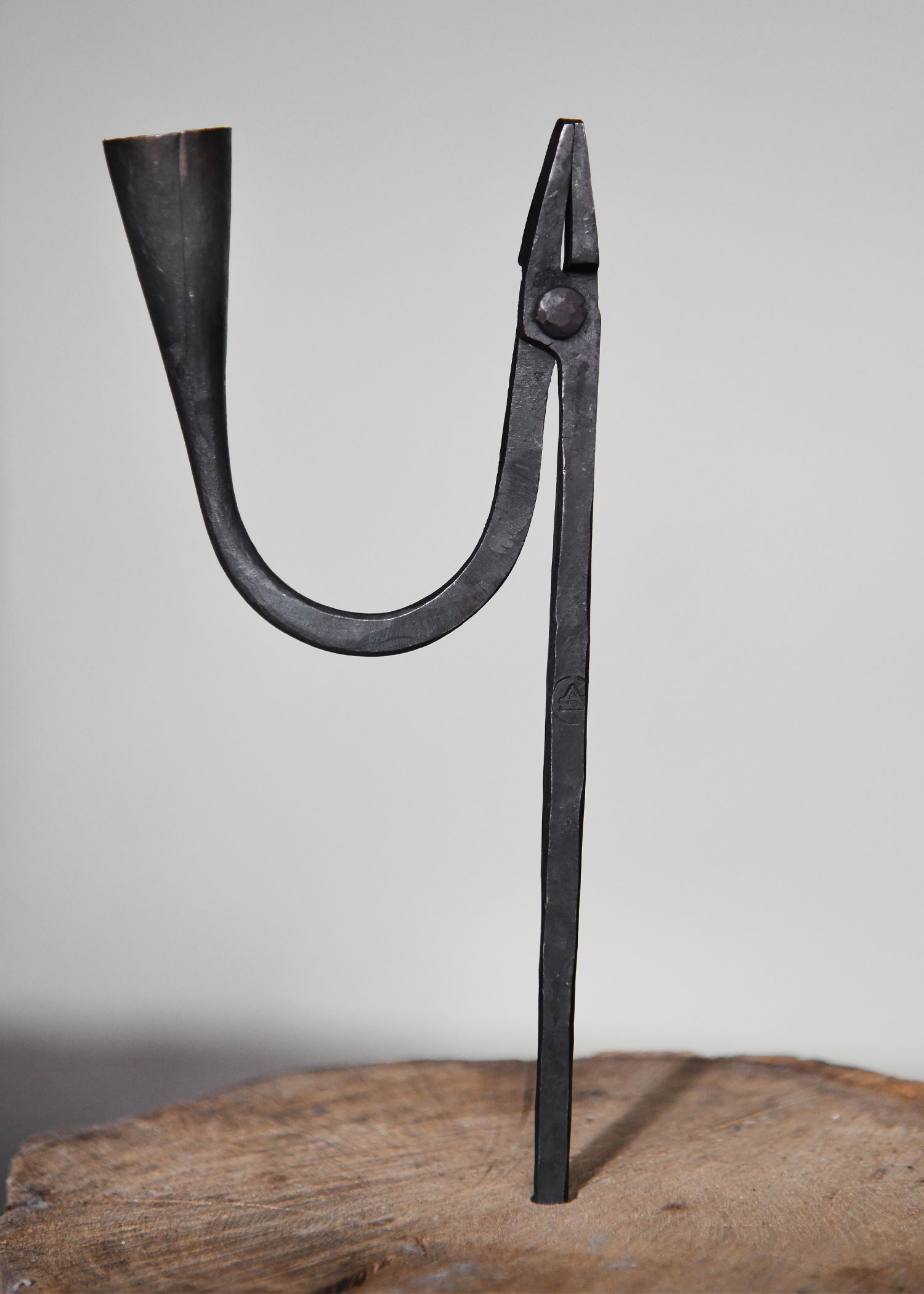 Hand-Forged Rushlight Holder / Candlestick with Pointed End