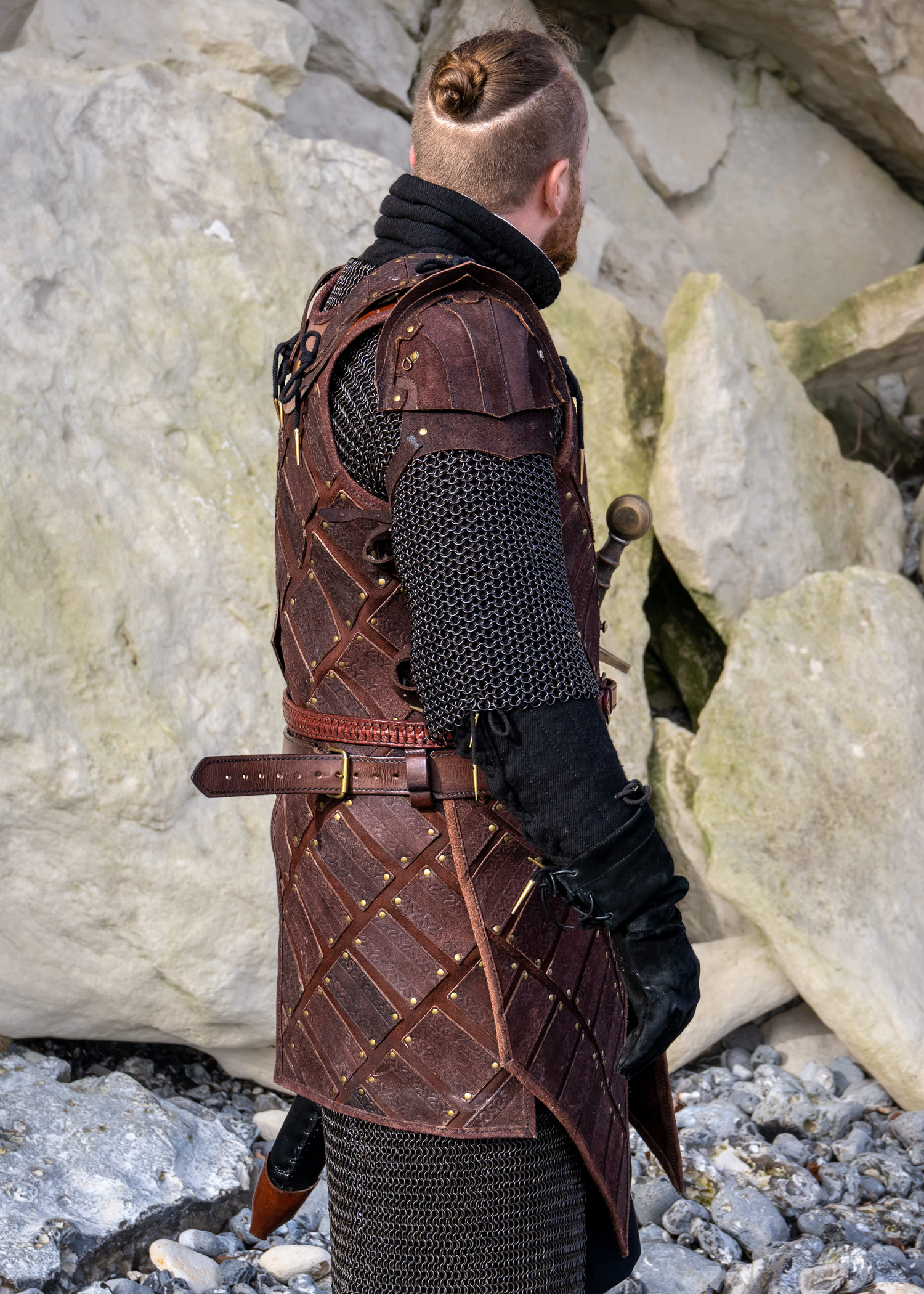 Woodsman LARP Armour, Suede Leather, Brown