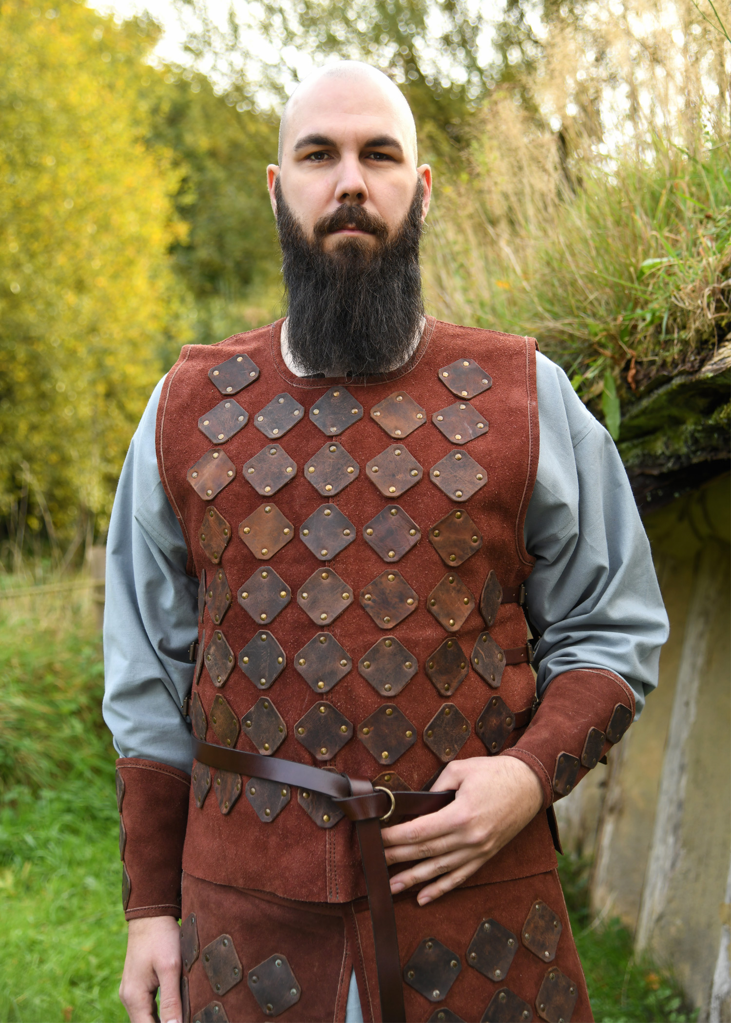 Wildleder Brustpanzer Vidar, braun - Lederrüstung