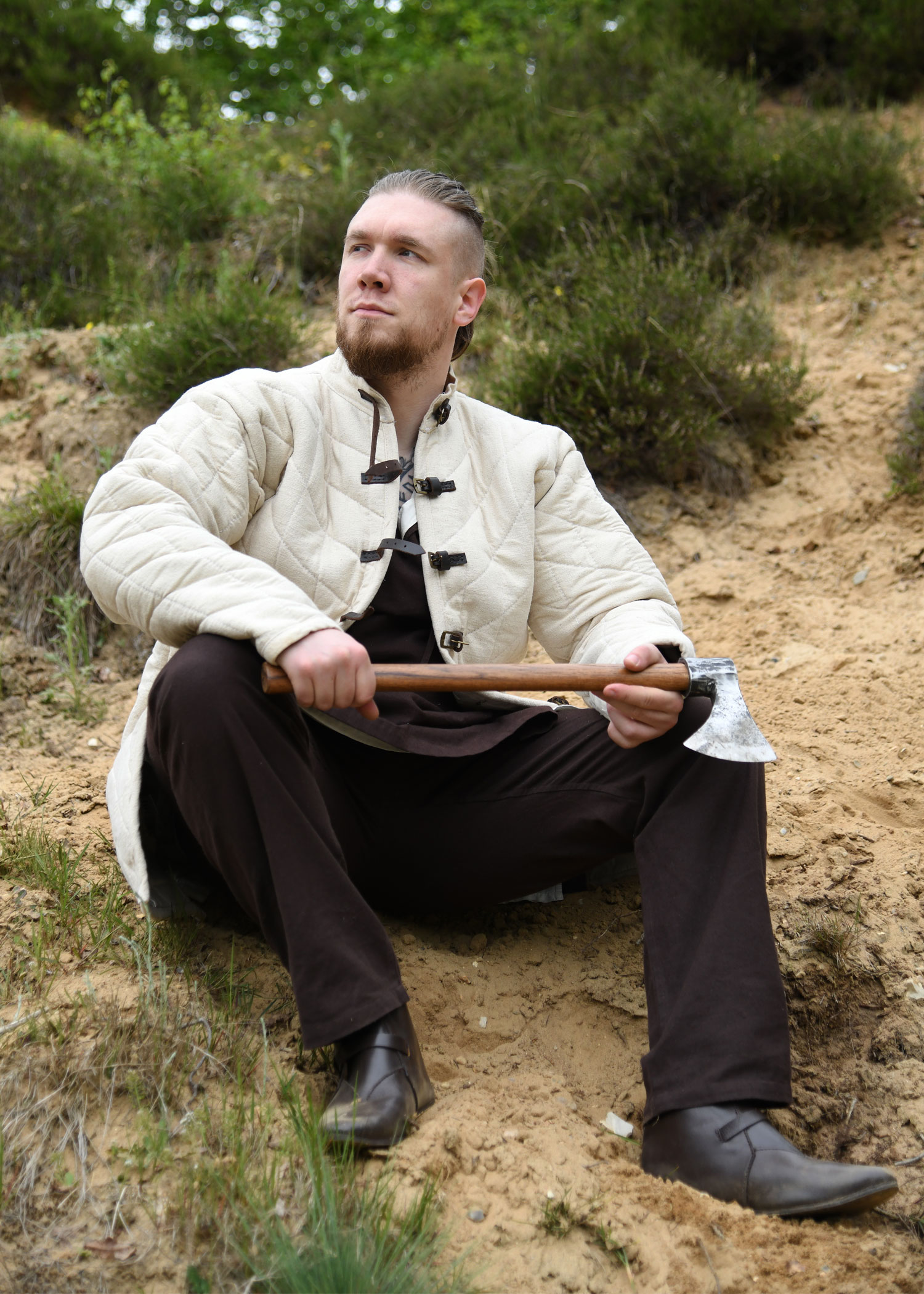 Gambeson with buckles, natural colour, heavy duty