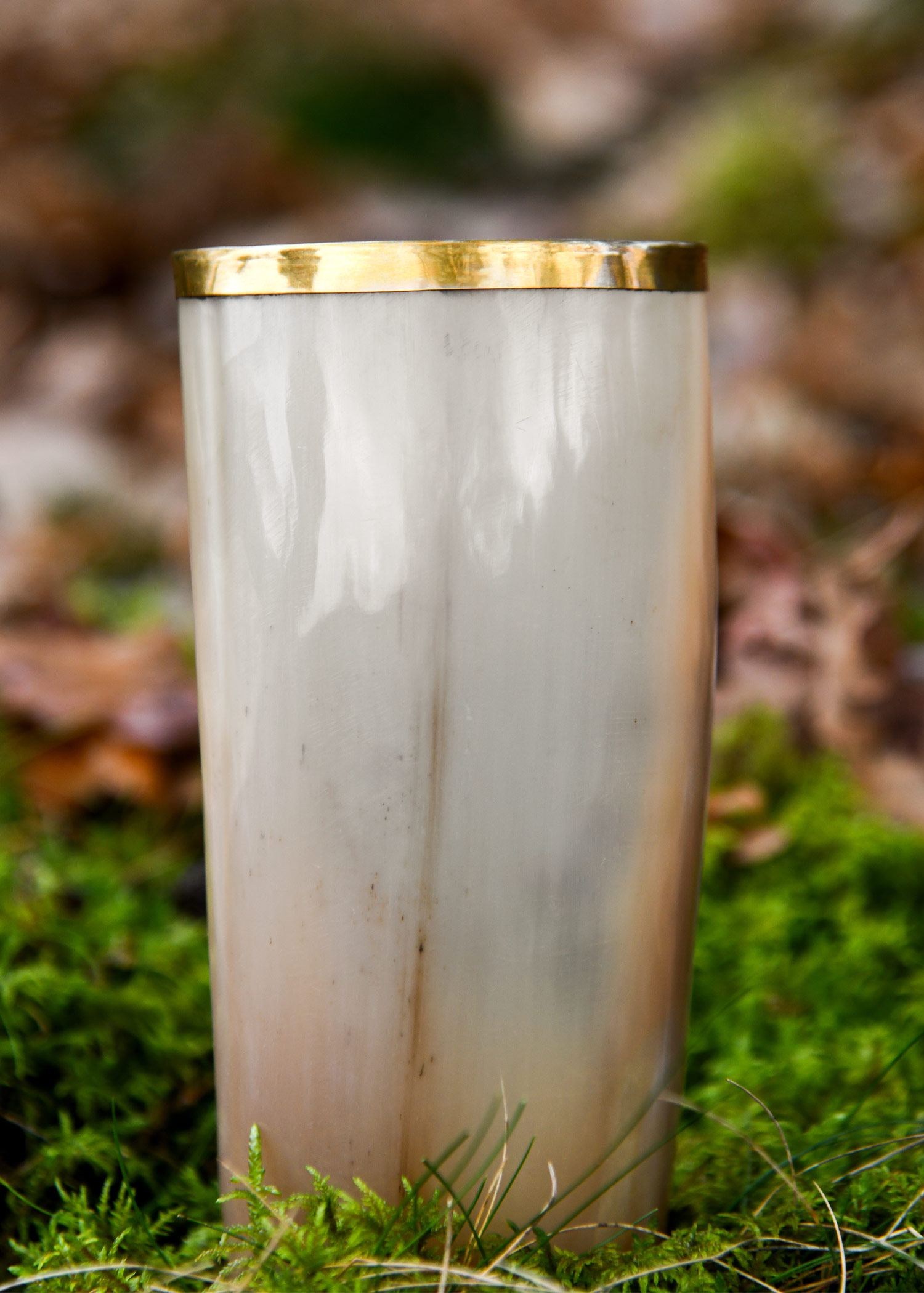 Horn Drinking Cup with Brass Rim, without Handle