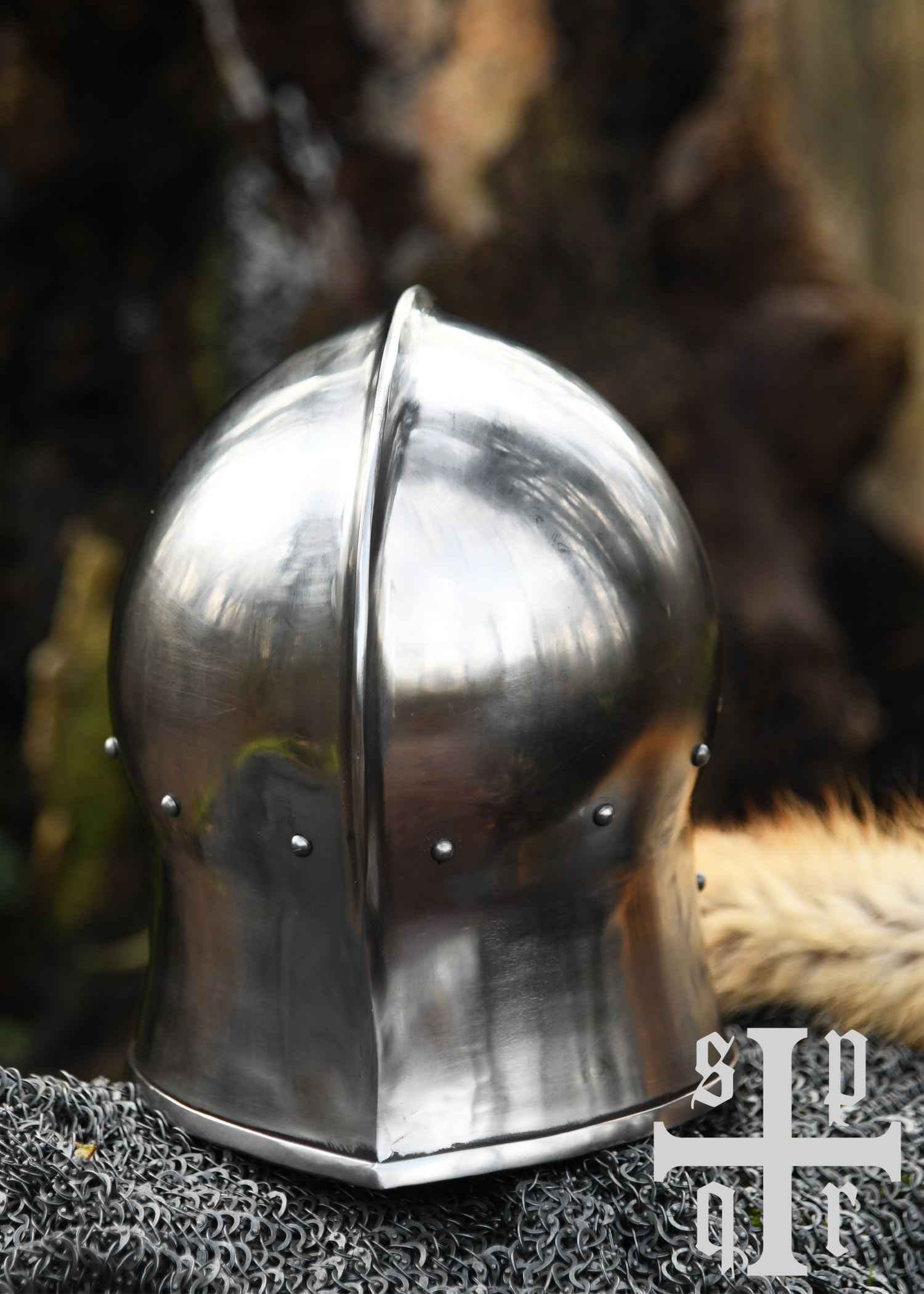 Barbuta in T-Form, 15. Jh., Mittelalter-Helm für Schaukampf, 2 mm Stahl